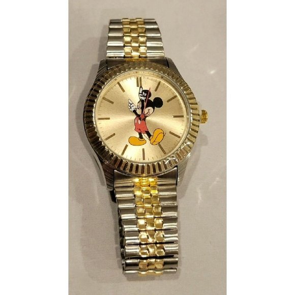 Disney Other - Disney Mickey Mouse Wristwatch Mens Gold Silver Toned Classic